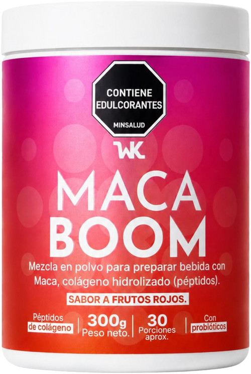 MacaBoom — mezcla en polvo sabor frutos rojos, 300 g, 30 porciones
